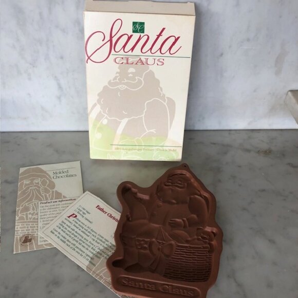 LONGABERGER 1992 Santa Claus Pottery Cookie Mold & Recipe Cards IOB - Picture 1 of 16